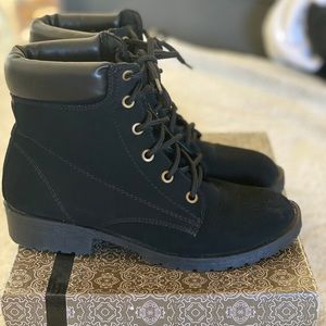 Black combat boots